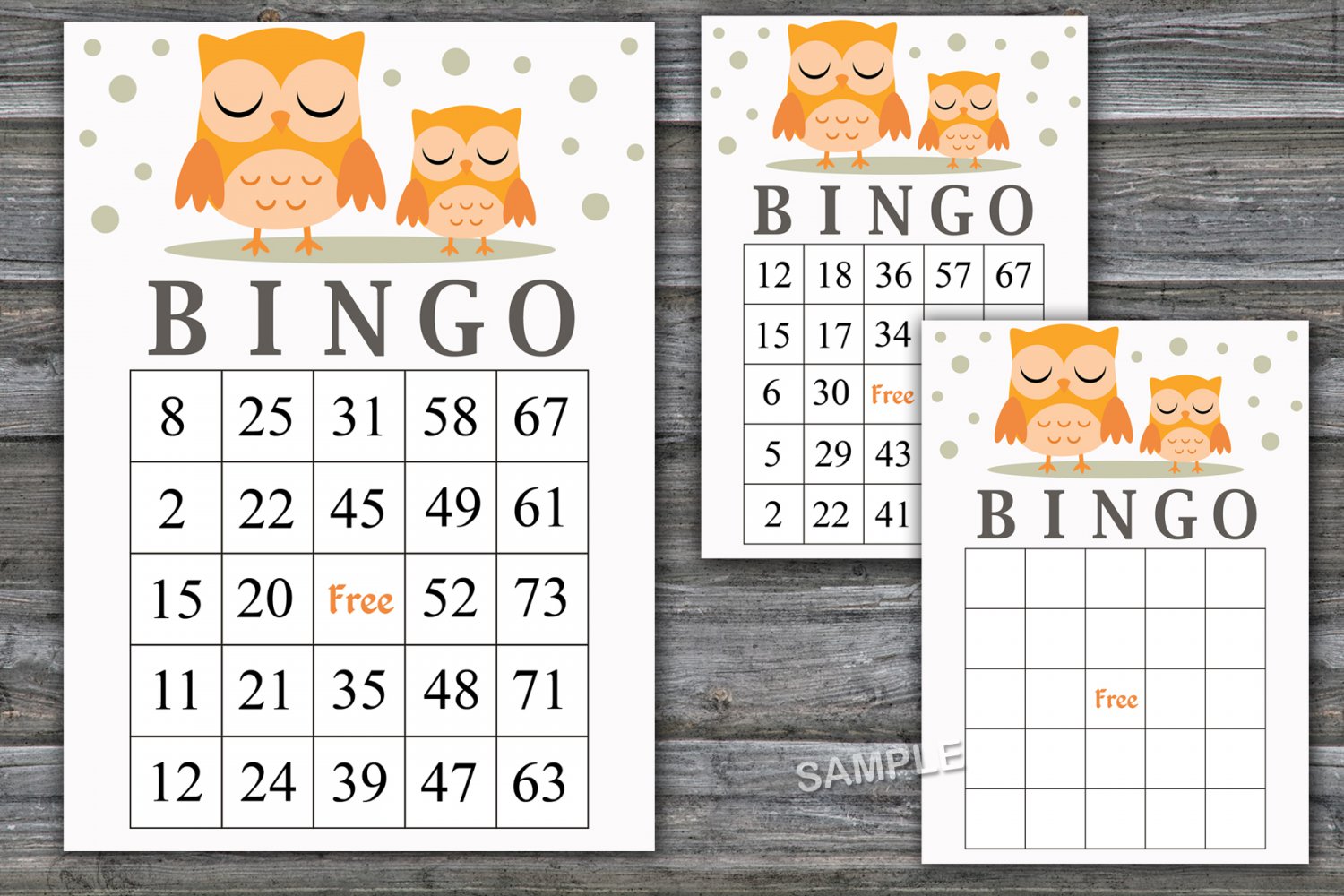 Owl bingo game,Woodland bingo cards,birthday bingo games,60 Printable ...