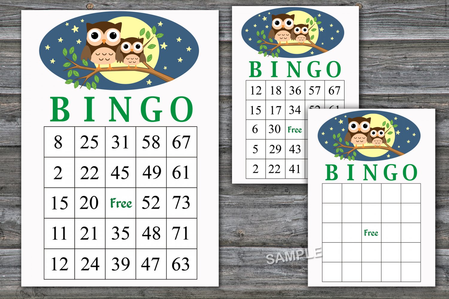 Owl bingo game,Owl bingo cards,birthday bingo games,60 Printable card ...