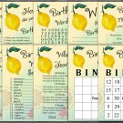 Lemon Birthday Games package,Adult Birthday Games,Fruit birthday Party card,9 Games,INSTANT DOWNLOAD