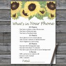 Sunflower What's in your phone game,Adult Birthday Game,Girls Birthday Game,INSTANT DOWNLOAD-2