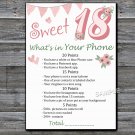 18th Birthday What's in your phone game,Adult Birthday Game,Girls Birthday Game,INSTANT DOWNLOAD-7