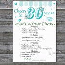 30th Birthday What's in your phone game,Adult Birthday Game,Girls Birthday Game,INSTANT DOWNLOAD-11