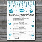 Blue glitter What's in your phone game,Adult Birthday Game,Girls Birthday Game,INSTANT DOWNLOAD-17