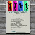Dance party What's in your phone game,Adult Birthday Game,Girls Birthday Game,INSTANT DOWNLOAD-20