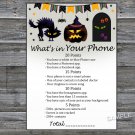 Halloween What's in your phone game,Adult Birthday Game,Girls Birthday Game,INSTANT DOWNLOAD-29