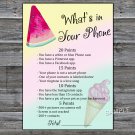 Watermelon What's in your phone game,Adult Birthday Game,Girls Birthday Game,INSTANT DOWNLOAD-31