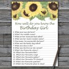 Sunflower How well do you know the birthday girl,Adult Birthday Game,INSTANT DOWNLOAD-2