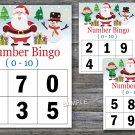 Bingo kids 0-10,Christmas Bingo Game,Santa Claus Bingo Game,Number Bingo,INSTANT DOWNLOAD