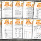 Orange Owl baby shower games package,Owl baby shower games pack,9 Games,INSTANT DOWNLOAD-366