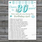 30th Birthday How well do you know the birthday girl,Adult Birthday Game,INSTANT DOWNLOAD-11