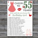 55th Birthday How well do you know the birthday girl,Adult Birthday Game,INSTANT DOWNLOAD-13