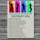 Dance party How well do you know the birthday girl,Adult Birthday Game,INSTANT DOWNLOAD-20