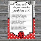 Ladybug How well do you know the birthday girl,Adult Birthday Game,INSTANT DOWNLOAD-23