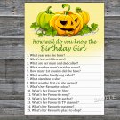 Halloween How well do you know the birthday girl,Adult Birthday Game,INSTANT DOWNLOAD-28