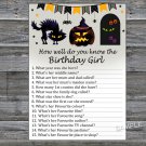 Halloween How well do you know the birthday girl,Adult Birthday Game,INSTANT DOWNLOAD-29