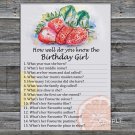 Strawberry How well do you know the birthday girl,Adult Birthday Game,INSTANT DOWNLOAD-33