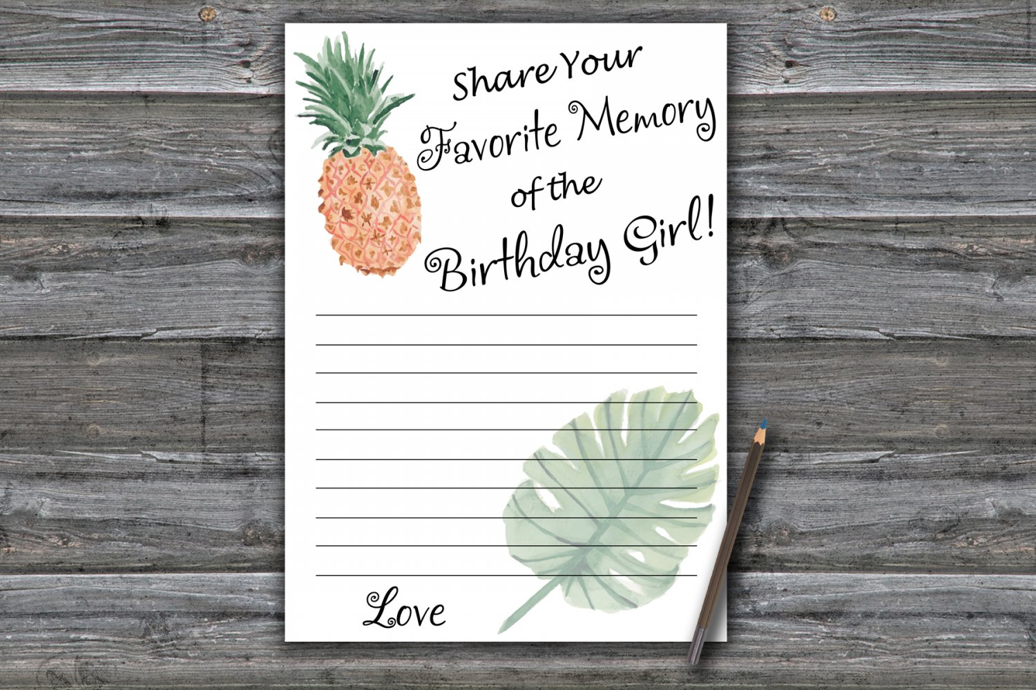 Pineapple Favorite Memory Of The Birthday Girl Adult Birthday Game