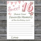 16th Birthday Favorite Memory of the Birthday Girl,Adult Birthday Game,INSTANT DOWNLOAD--6