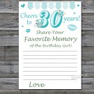 30th Birthday Favorite Memory of the Birthday Girl,Adult Birthday Game,INSTANT DOWNLOAD--11