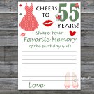 55th Birthday Favorite Memory of the Birthday Girl,Adult Birthday Game,INSTANT DOWNLOAD--13