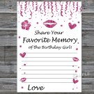 Pink glitter Favorite Memory of the Birthday Girl,Adult Birthday Game,INSTANT DOWNLOAD--16