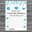 Blue glitter Favorite Memory of the Birthday Girl,Adult Birthday Game,INSTANT DOWNLOAD--17