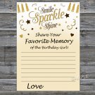 Gold glitter Favorite Memory of the Birthday Girl,Adult Birthday Game,INSTANT DOWNLOAD--21