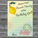 Lemon Favorite Memory of the Birthday Girl,Adult Birthday Game,INSTANT DOWNLOAD--32