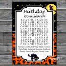 Halloween birthday word search game,Adult Birthday Game,INSTANT DOWNLOAD--27
