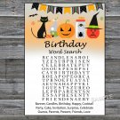 Halloween birthday word search game,Adult Birthday Game,INSTANT DOWNLOAD--30
