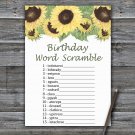 Sunflower BIRTHDAY WORD SCRAMBLE Game,Adult Birthday Game,INSTANT DOWNLOAD--2