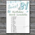 21st Birthday, BIRTHDAY WORD SCRAMBLE Game,Adult Birthday Game,INSTANT DOWNLOAD--8