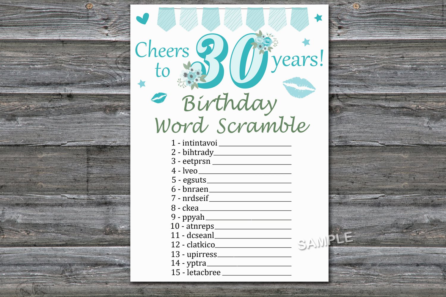 30th Birthday Games Printable Free - Printable Word Searches