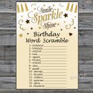 Gold glitter BIRTHDAY WORD SCRAMBLE Game,Adult Birthday Game,INSTANT DOWNLOAD--21