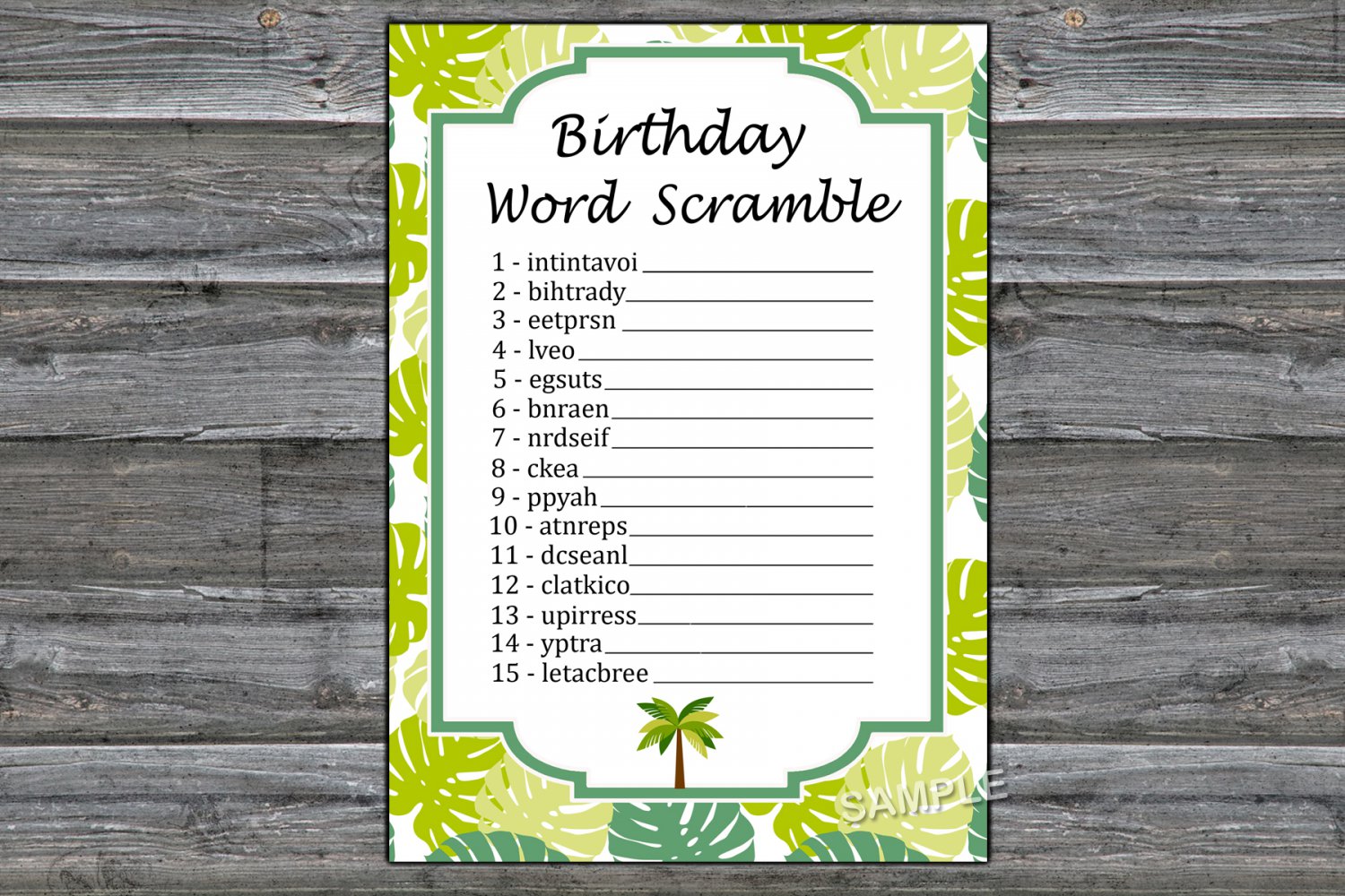 Palm BIRTHDAY WORD S