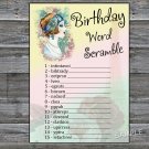 Vintage girl BIRTHDAY WORD SCRAMBLE Game,Adult Birthday Game,INSTANT DOWNLOAD--36