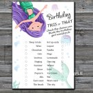 Mermaid this or that birthday game,Adult Birthday Game,INSTANT DOWNLOAD--12