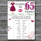 65th Birthday, this or that birthday game,Adult Birthday Game,INSTANT DOWNLOAD--14