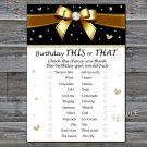 Golden bow this or that birthday game,Adult Birthday Game,INSTANT DOWNLOAD--19