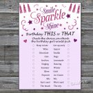 Pink glitter this or that birthday game,Adult Birthday Game,INSTANT DOWNLOAD--22