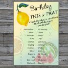 Lemon this or that birthday game,Adult Birthday Game,INSTANT DOWNLOAD--32
