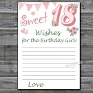 18th Birthday Wishes for the birthday girl,Wishes Party Game,Adult Birthday Game,INSTANT DOWNLOAD--7