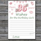 35th Birthday Wishes for the birthday girl,Wishes Party Game,Adult Birthday Game,INSTANT DOWNLOAD-10