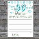 30th Birthday Wishes for the birthday girl,Wishes Party Game,Adult Birthday Game,INSTANT DOWNLOAD-11