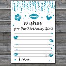 Blue glitter Wishes for the birthday girl,Wishes Party Game,Adult Birthday Game,INSTANT DOWNLOAD-17