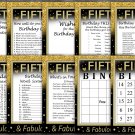 Fifty Birthday Game package,Adult Birthday Game,Gold glitter birthday game,9 GameINSTANT DOWNLOAD
