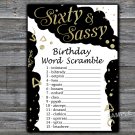 Sixty and Sassy BIRTHDAY WORD SCRAMBLE Game,Adult Birthday Game,INSTANT DOWNLOAD--45