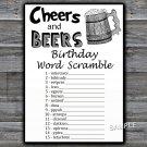 Cheers and Beers BIRTHDAY WORD SCRAMBLE Game,Adult Birthday Game,INSTANT DOWNLOAD--47