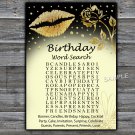 Gold lips birthday word search game,Adult Birthday Game,INSTANT DOWNLOAD--37
