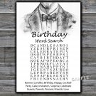 Bow Tie birthday word search game,Adult Birthday Game,INSTANT DOWNLOAD--46